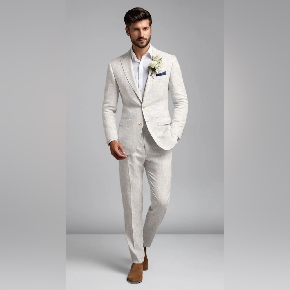 Studio Suits- Tropical Beige Pure Linen Suit